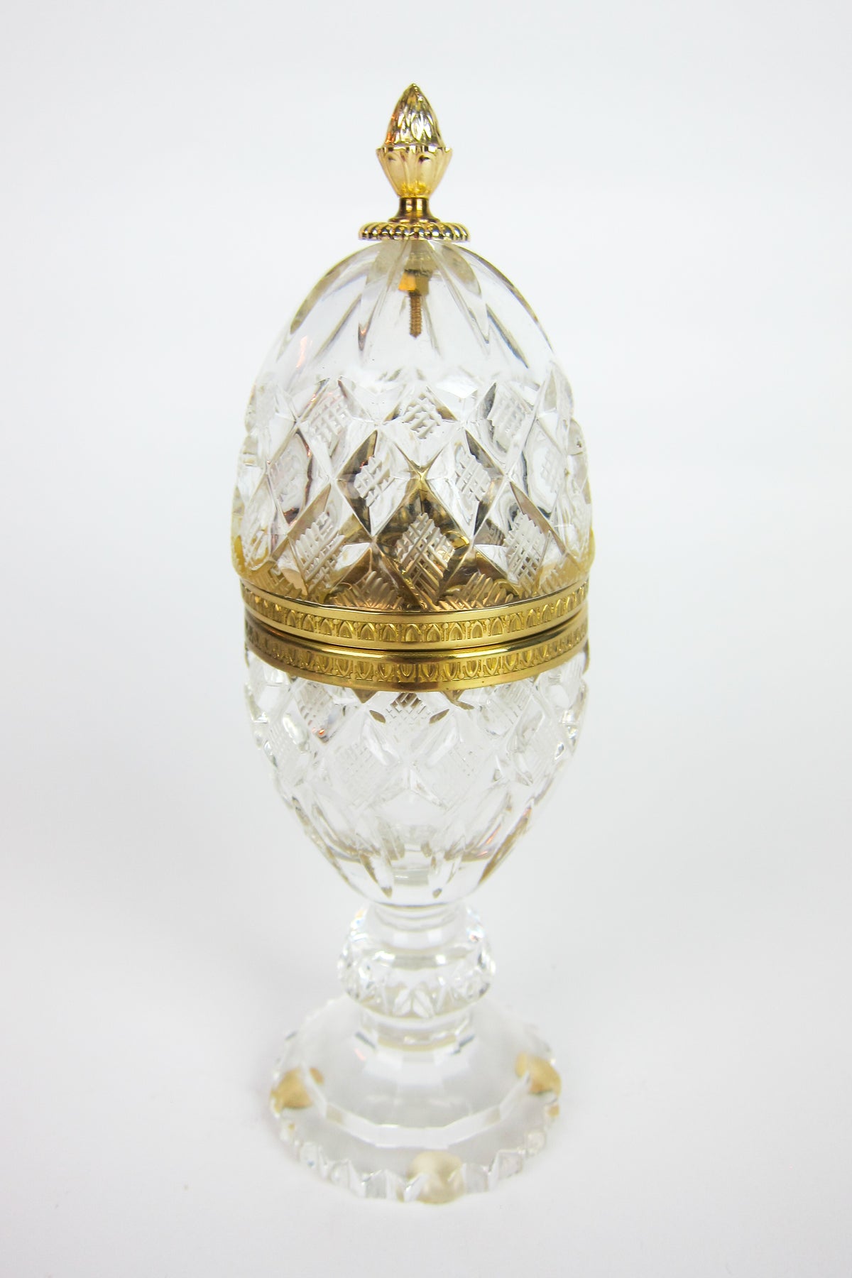 Vintage Cut Crystal Gold Ormolu Table Lighter