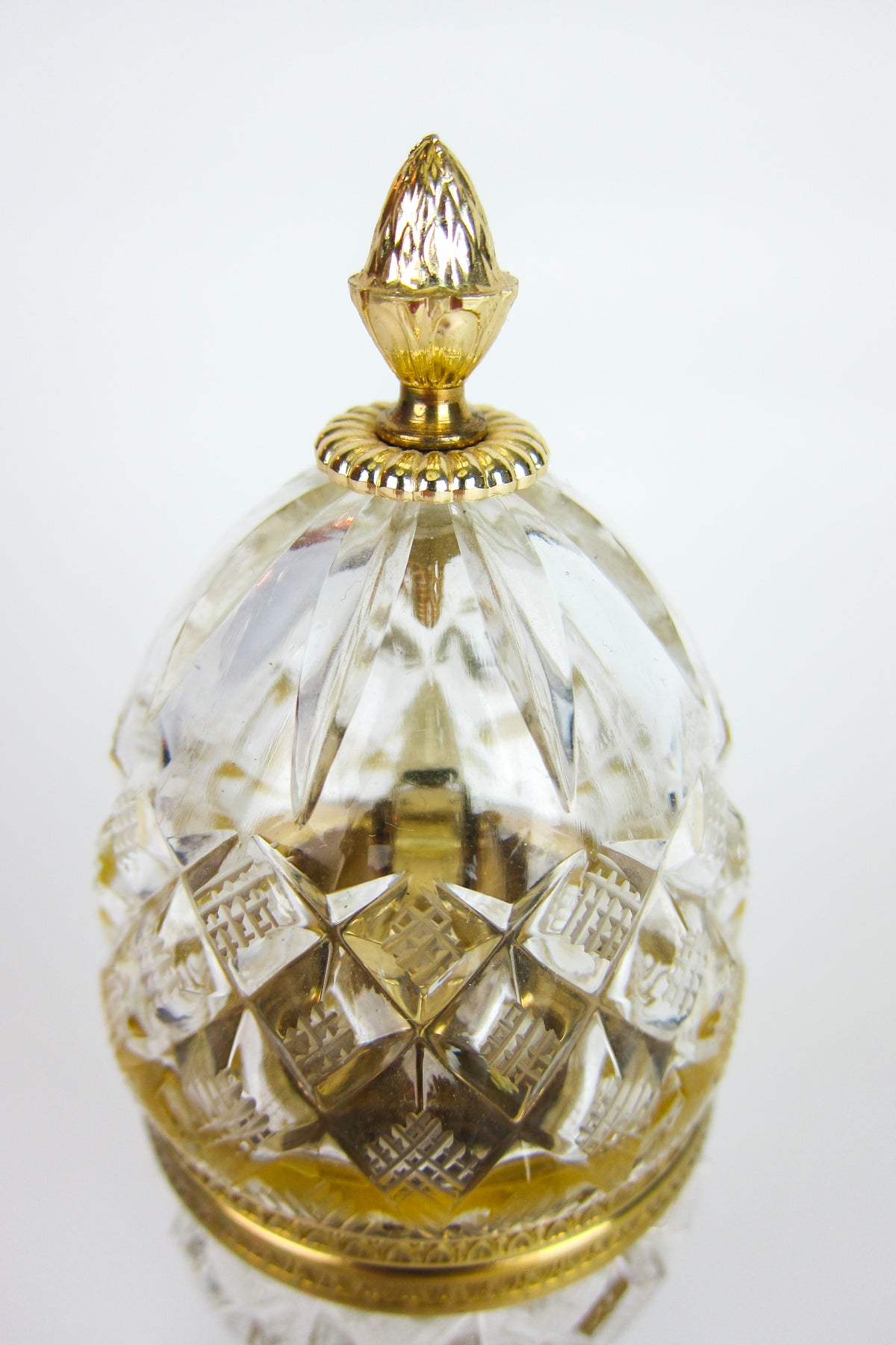 Vintage Cut Crystal Gold Ormolu Table Lighter