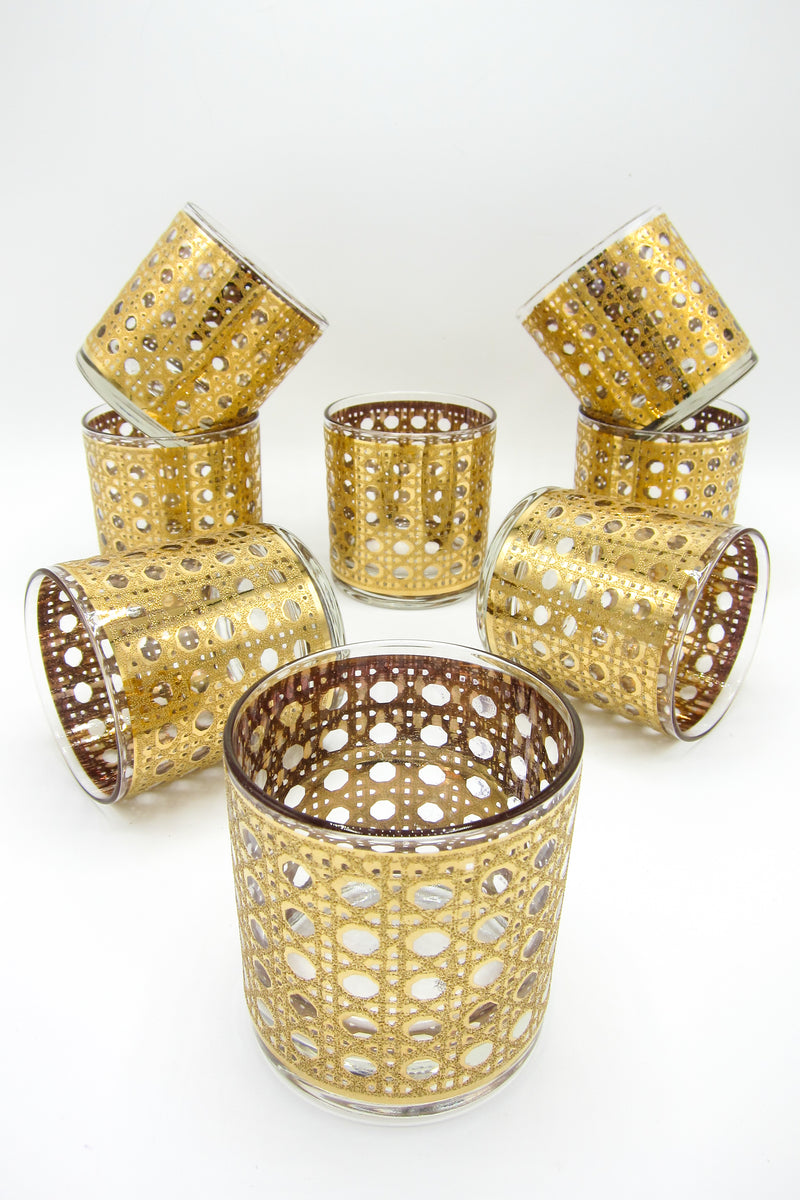 Mid-Century Gold Culver Canella Rocks Glasses