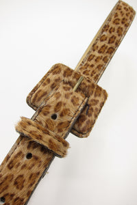 vintage calf hair leopard print fur belt