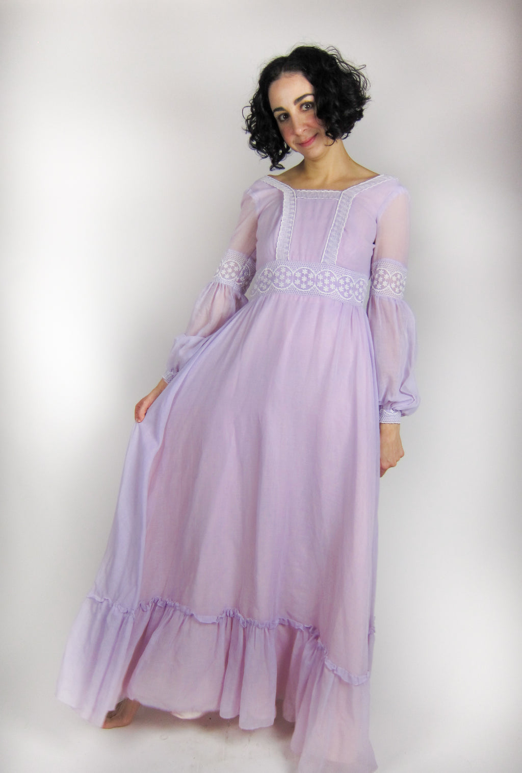 Vintage Romantic Poet Sleeve Maxi Dress