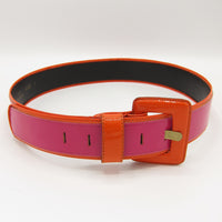 vintage fuchsia and orange patent leather belt
